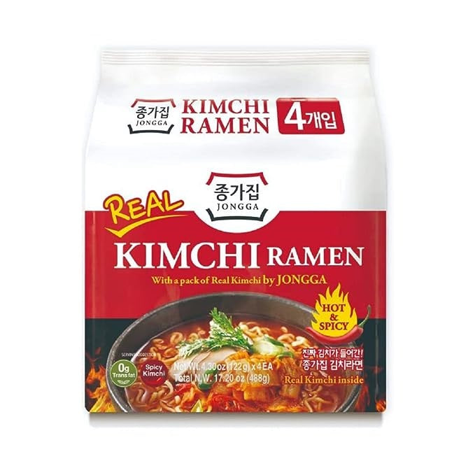 Jongga Spicy Kimchi Ramen (Pack of 4) 종가집 매운 김치라면 멀티팩